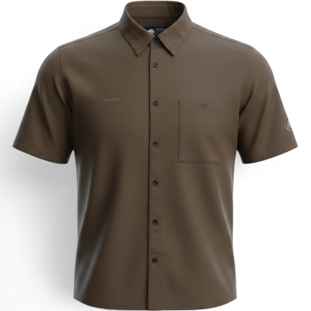Mammut Mens XXL Brown Ripstop Short Sleeve Button Down Hiking Shirt 1030-02330